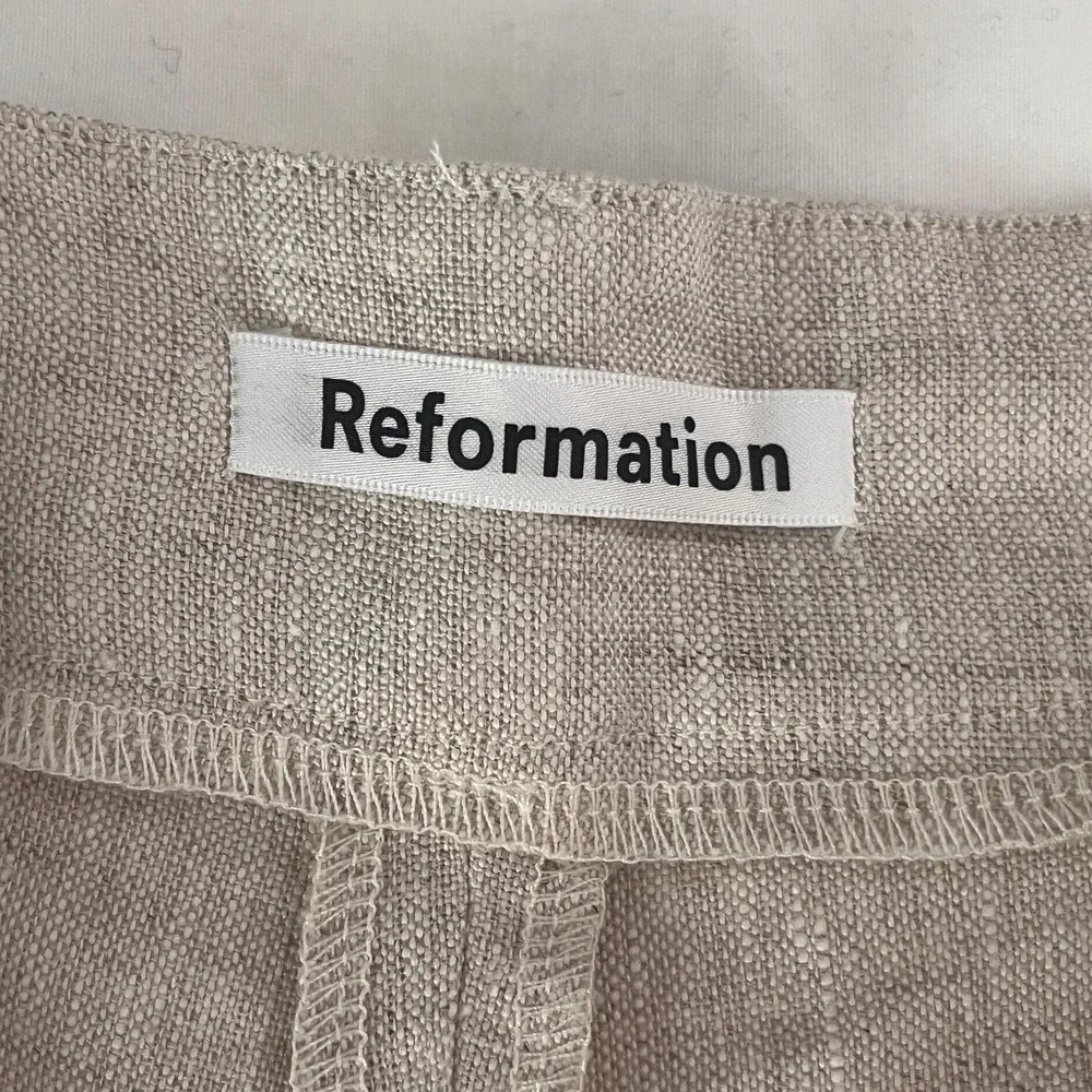 Reformation 100% Linen Trouser Pant Wide-Leg‎ Beige Size 2 Minimalist Boho Chic